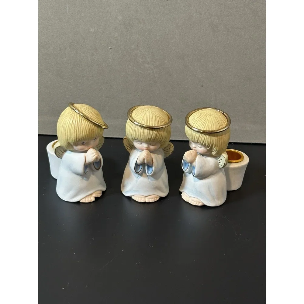 vintage porcelain Angel Candle Holders Lot Of 3‎